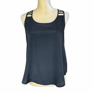 Women Cut Out Back Black Tank Top Sz Medium
